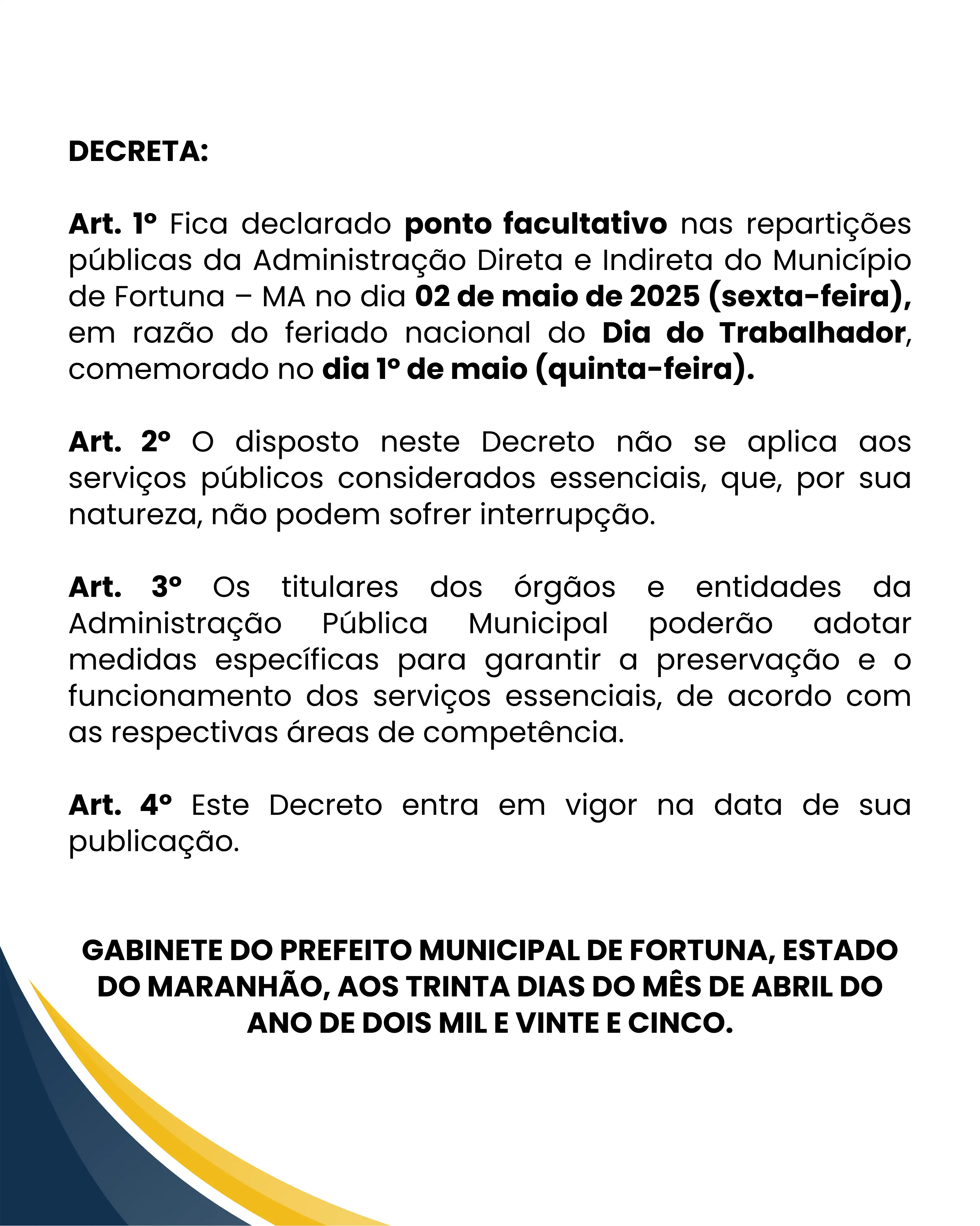 Foto 3 – DECRETO Nº 03, DE 30 DE ABRIL DE 2025