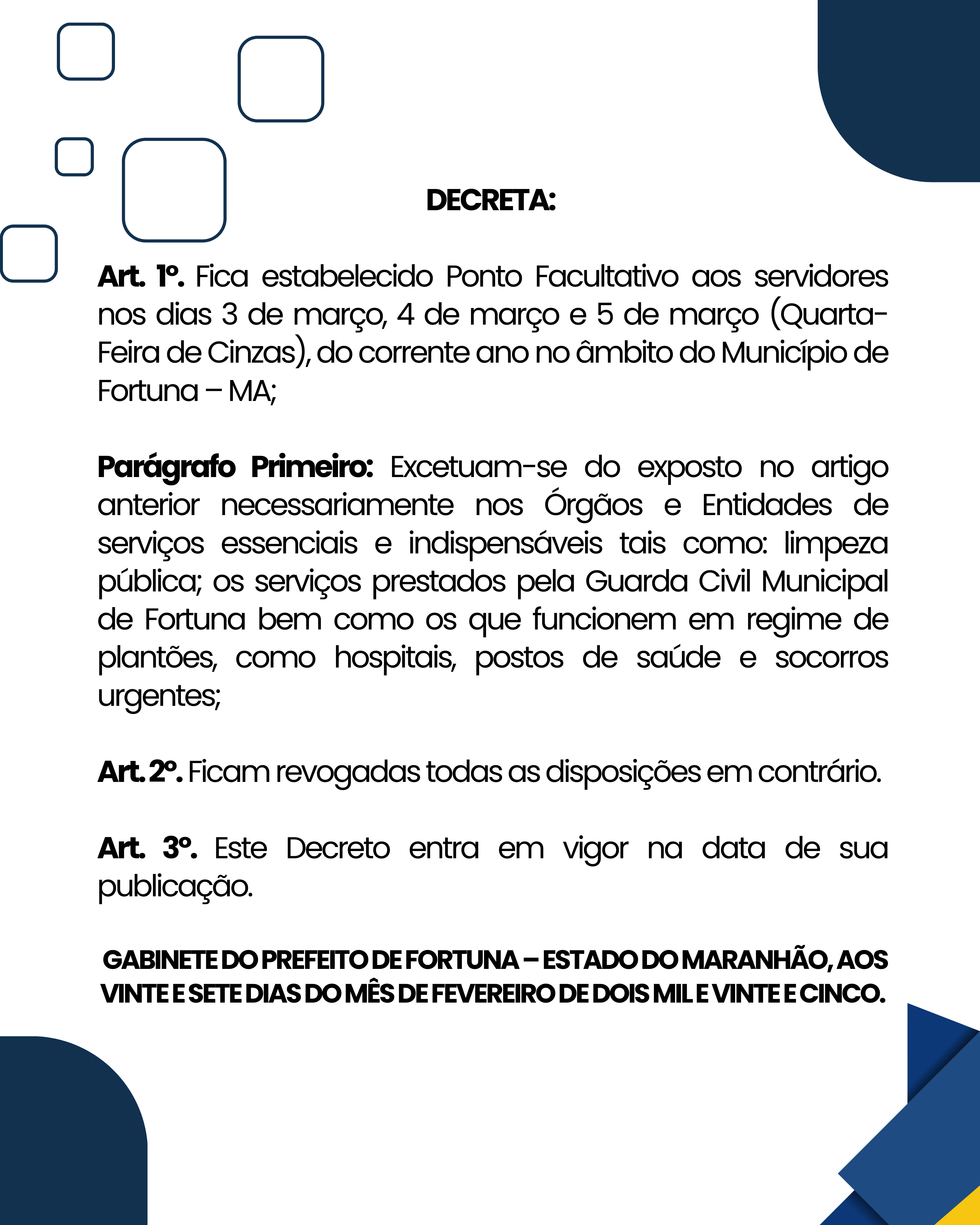 Foto 3 – DECRETO Nº 03/2025, DE 27 DE FEVEREIRO DE 2025