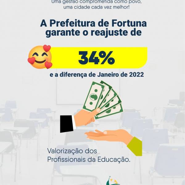 Prefeito de Fortuna, Sebastião Costa, concede reajuste salarial de 34% aos professores da rede municipal de ensino